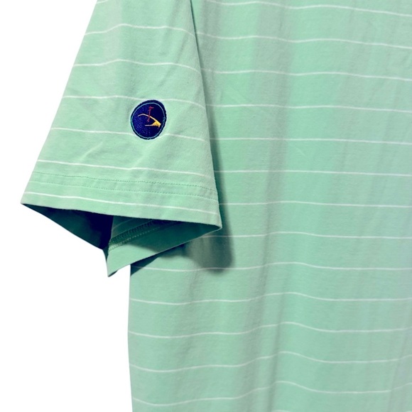 Peter Millar Seaside Wash Light Green Striped Golf Polo Shirt Size Large - Picture 3 of 9